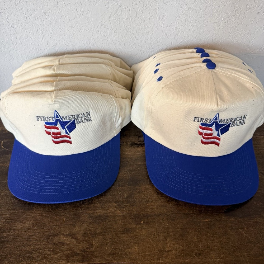 Lot of 12 Vintage First American Bank Trucker Hats Cobra Caps Snapback Deadstock